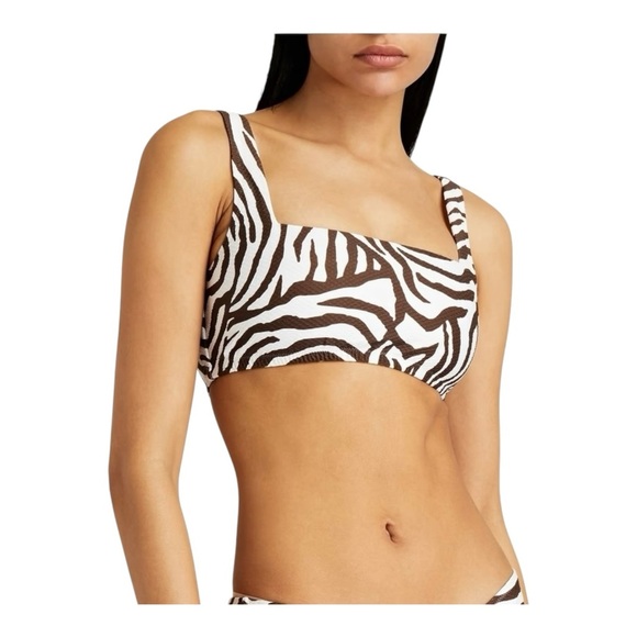 Heidi Klein Namibia zebra-print Square Neck Swim Top NWT - Picture 1 of 7